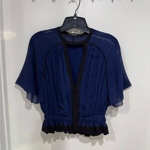 Isabel Marant Cut Out Blue & Black Designer Blouse size S